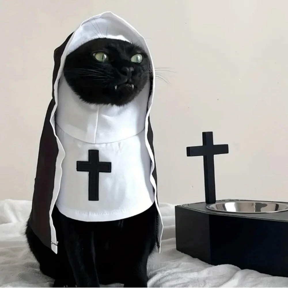 {NEW} Funny Pet Nun Costume for Cats & Small Dogs